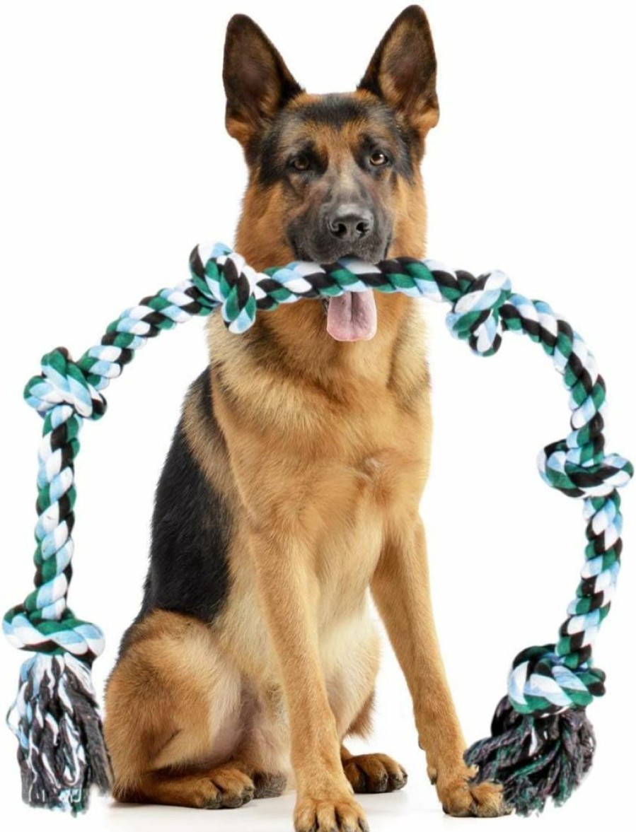 Pacific Pups Products supporting pacificpuprescue.com | Giant Dog Rope Chew Toys For Extra Large Dogs - 42 Inch, 6 Knot Tough Benefits Non-Profit Animal Rescue - Indestructible Toy For Aggressive Chewers And Large Dog Breeds