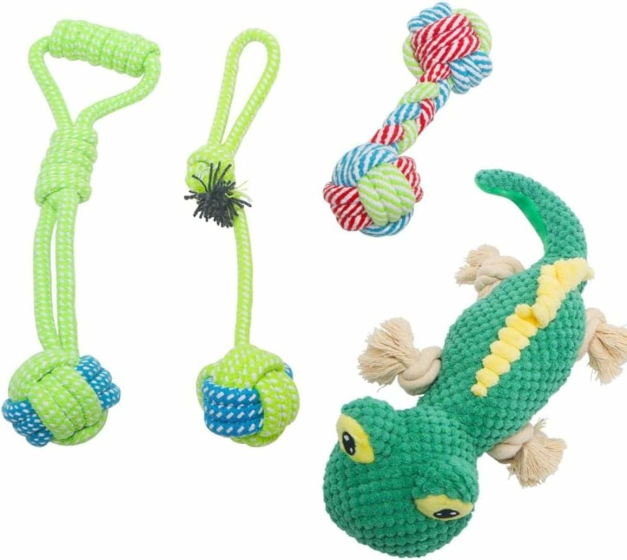 Snorbirell | Snorbirell 4Pcs Cute Squeaking Puppy Toys Puppy Chew Toys Balls And More Rope Dog Chew Toys For Small Medium And Large Pet Chew Toy Dogs Teeth Cleaning Training