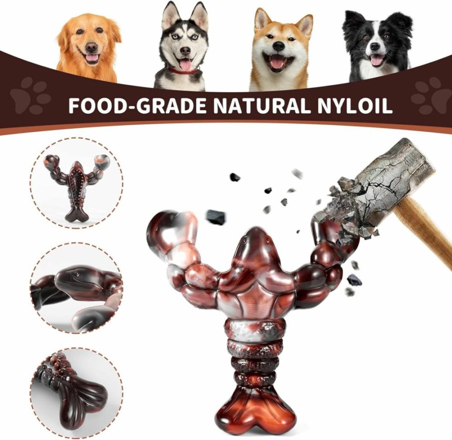 Forfunyou | 3 Pack Dog Toys For Aggressive Chewers, Indestructible Chew Toys Dog Bones Nylabone Tough (Bacon)