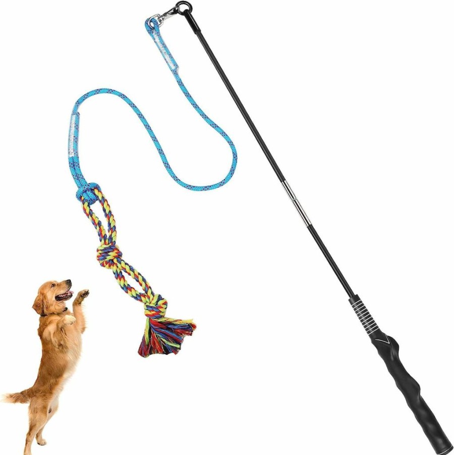 DIBBATU | Dibbatu Flirt Pole For Dogs Interactive Dog Toys For Large Medium Small Dogs Chase And Tug Of War, Dog Teaser Wand With Lure Chewing Toy For Outdoor Exercise & Training.