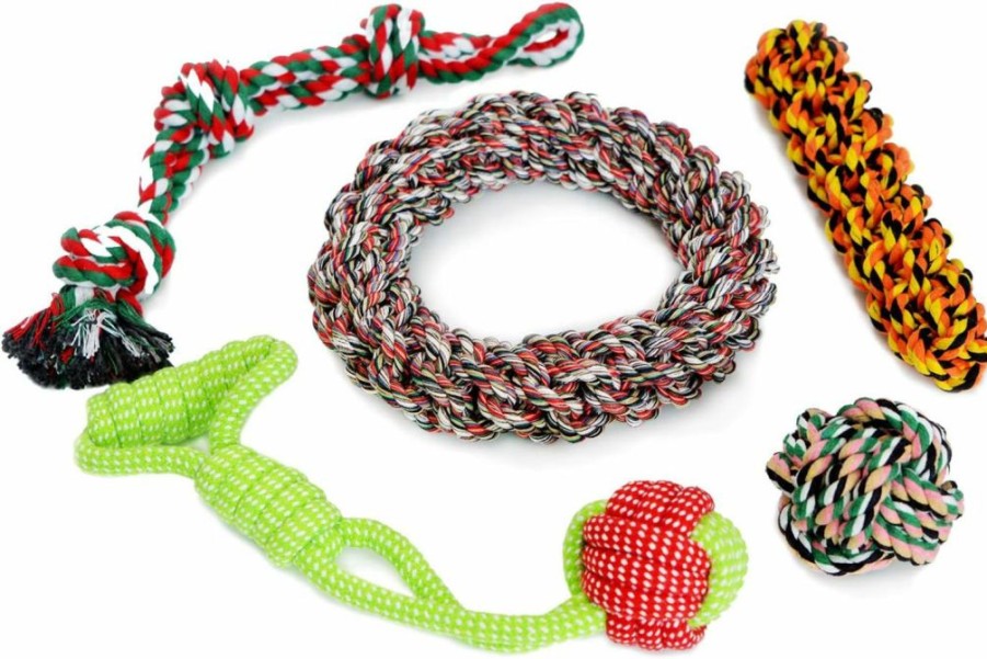 MAMORE | Rope Toys For Dogs, 5 Pack Heavy Duty Dog Toy For Large Breed, Interactive Tough Cotton Puppy Teething Chew Toys For Small Medium Dogs(Small And Medium Dogs)