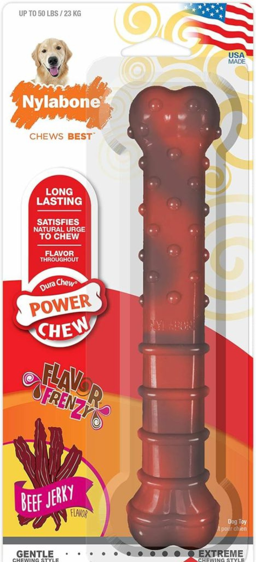 Nylabone | Nylabone Power Chew Flavor Frenzy Durable Dog Chew Toys Twin Pack Funnel Cake & Shish Kabob Large/Giant (2 Count)