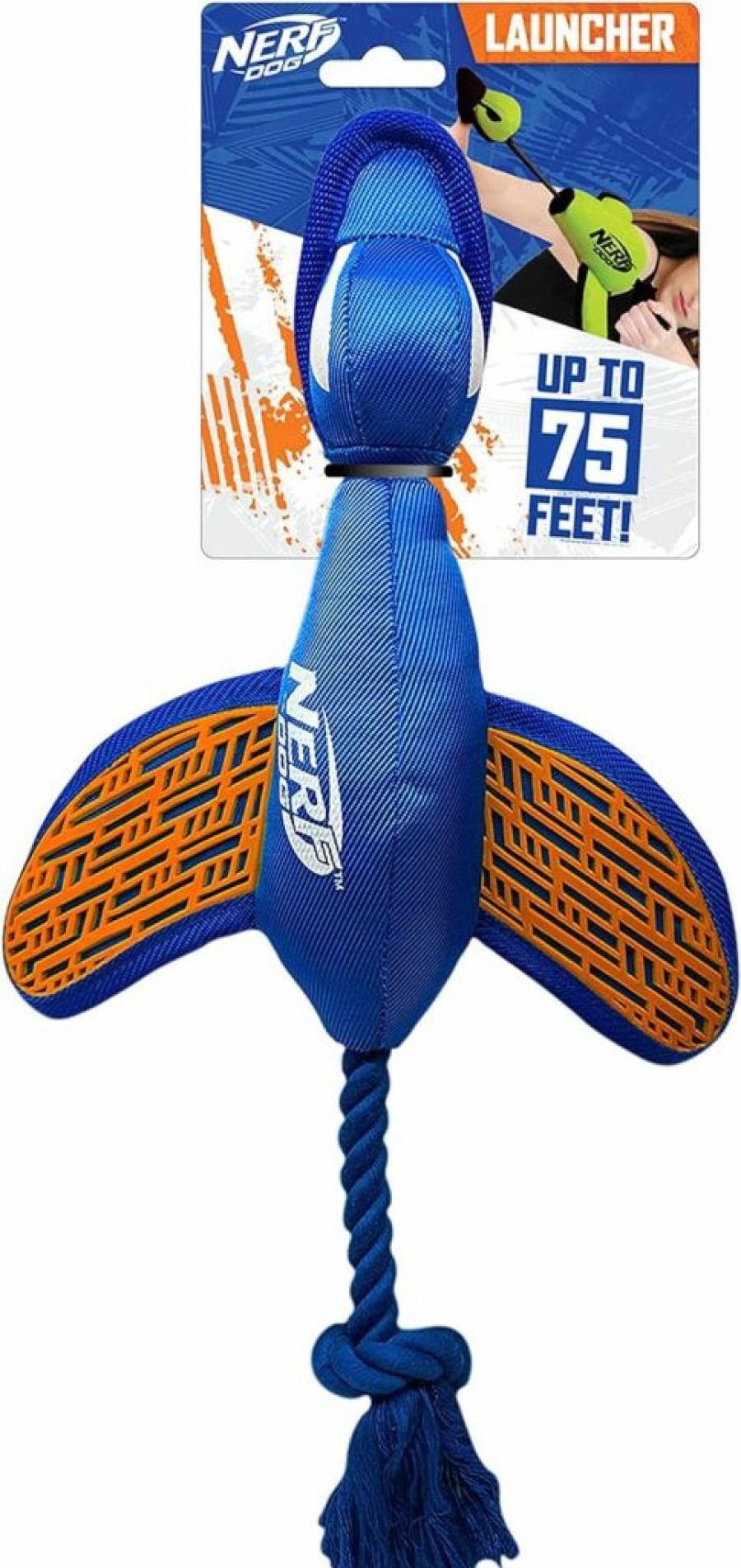 Nerf Dog | Nerf Dog 16.5In Force Grip Nylon Launching Duck- Blue/Orange For Large Breeds