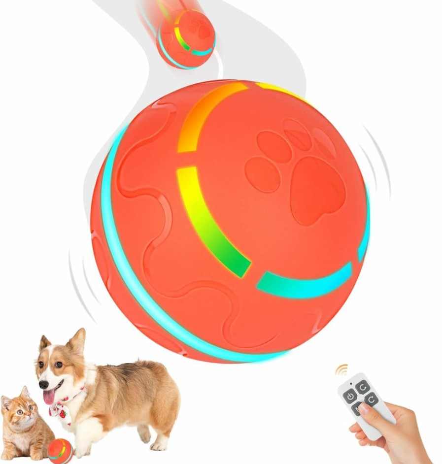 ALIKKA | Alikka Interactive Remote Control Dog Ball, Rolling Ball For Dogs With Led Light, Motion Automatic Self Moving Dog Toys, Jumping Activation Ball For Medium/Large Dog, Usb Rechargeable