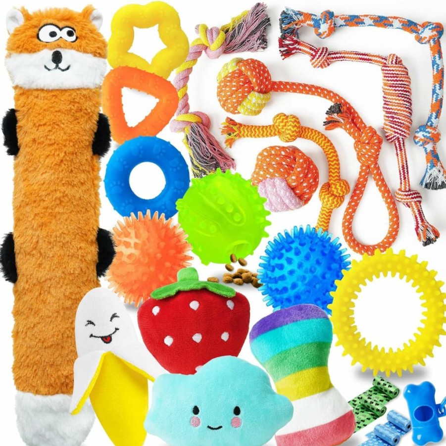 PatsFran | Patsfran Puppy Toys 23 Pack, Interactive Dog Toys For Small Dogs, Puppy Chew Toys For Teething With Durable Rope Toys, Treat Ball And Cute Squeaky Toys