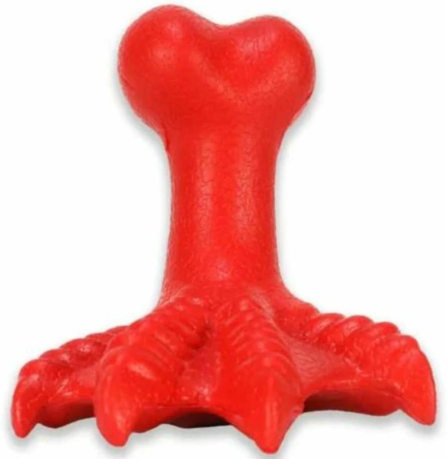 Generic | Dog Toy Topia Dog Toys Dog Toys For Aggressive Chewers Soft Rubber Dog Toys Soft Texture Foot Dog Toys For Large Dogs & Squeak Chicken Foot Toys, Red, Pack 1