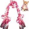 SZEE | Szee Dog Rope Toys, 3 Knots Chew Rope Toy For Medium And Small Dogs, Natural Cotton Dog Pull Rope For Tug Of War And Teeth Cleaning (Pink)