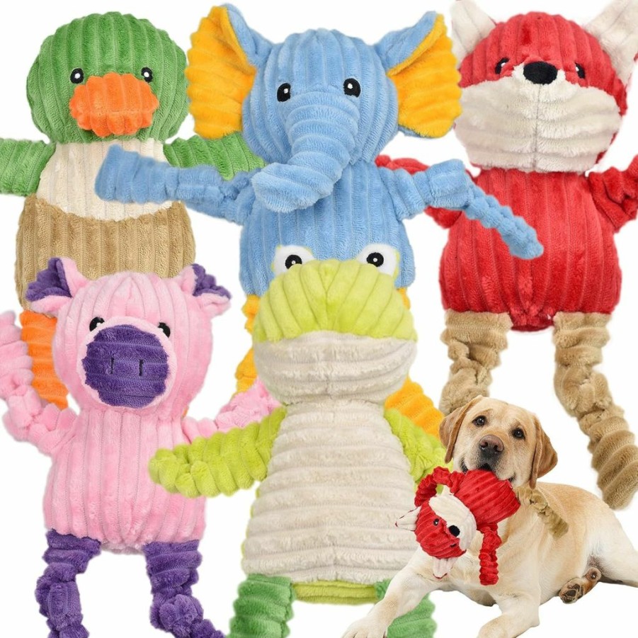 LECHONG | Lechong 5 Pack Tough Dog Toys Stuffed Squeaky Dog Toys Assortment Plush Animal Dog Toy Value Bundle Puppy Pet Dog Toys For Small Medium Large Dogs