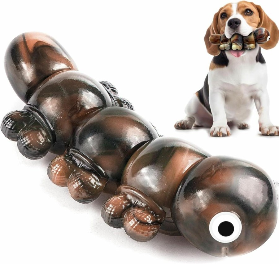 Sasadog | Sasadog Dogs Chew Toys For Aggressive Chewers, Durable Dog Toys, Indestructible Dog Toys, Tough Dog Toys, For Large/Medium Dogs Chew, Caterpillar, Brown