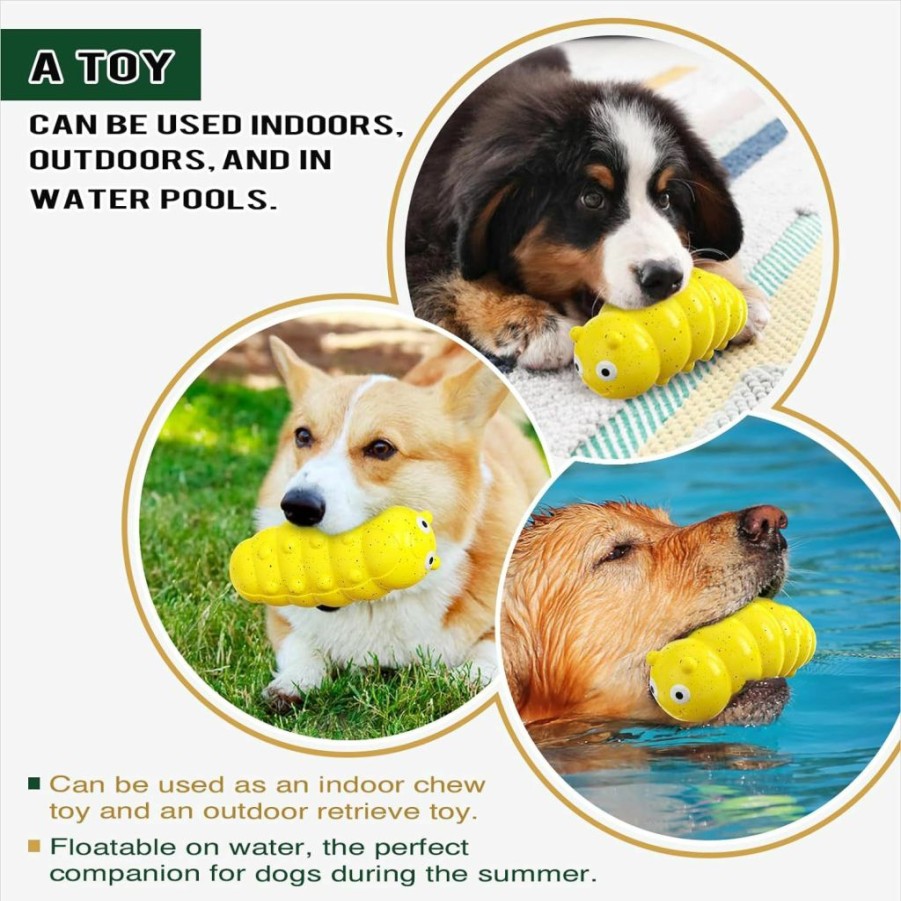 HQJFPETYZ | Hqjfpetyz Indestructible Squeaky Dog Chew Toys For Aggressive Chewers, Interactive Dog Chew Toys For Training And Cleaningteeth,Tough Durable Rubber Dog Toys For Medium Large Breeds (Green)