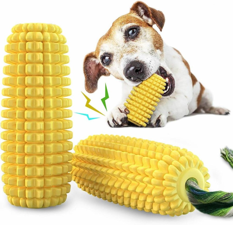 Carllg | Carllg Dog Chew Toys For Aggressive Chewers, Indestructible Tough Durable Squeaky Interactive Dog Toys, Puppy Teeth Chew Corn Stick Toy For Small Meduium Large Breed