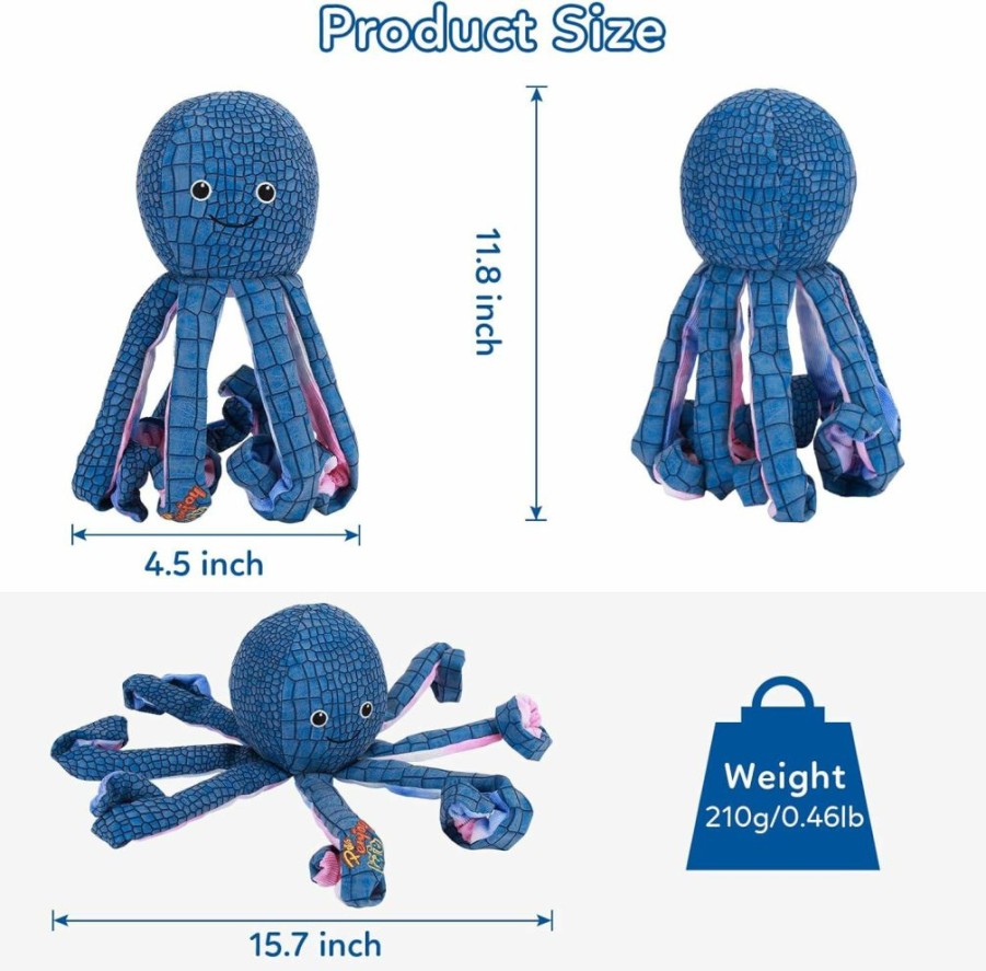 Emorefun | Emorefun Squeaky Dog Chew Toys,Octopus Pu Dog Toy With 8 Legs,Durable Dog Toys,Stuffed Interactive Dog Toys,Cleanning Teeth Tug-Of-War Dog Toy